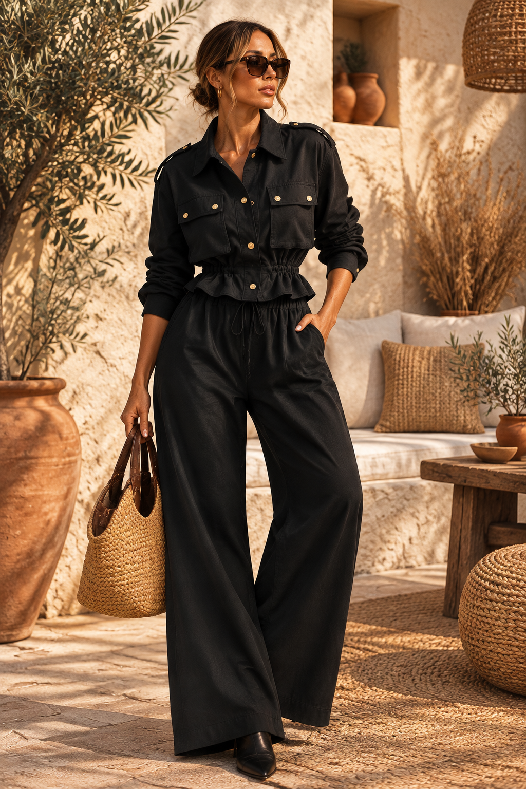 Zwarte Safari Chic set in bohemian mediterrane sfeer