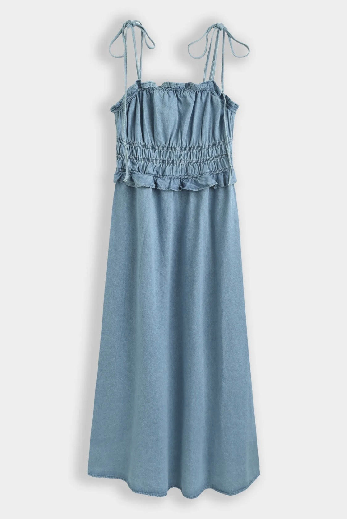 Denim midi jurk - zittend model