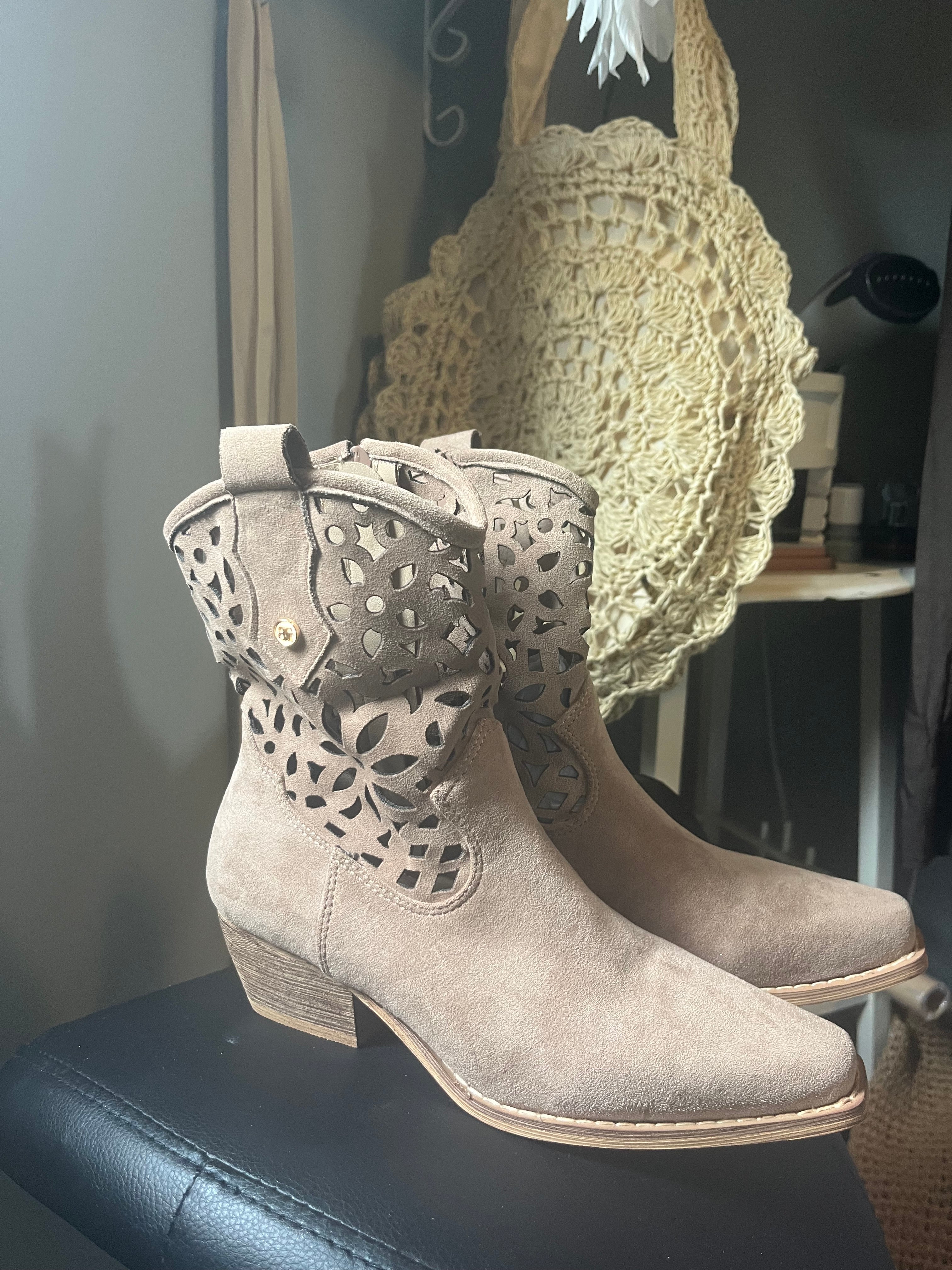 Cowboylaars Opengewerkt Motief Khaki