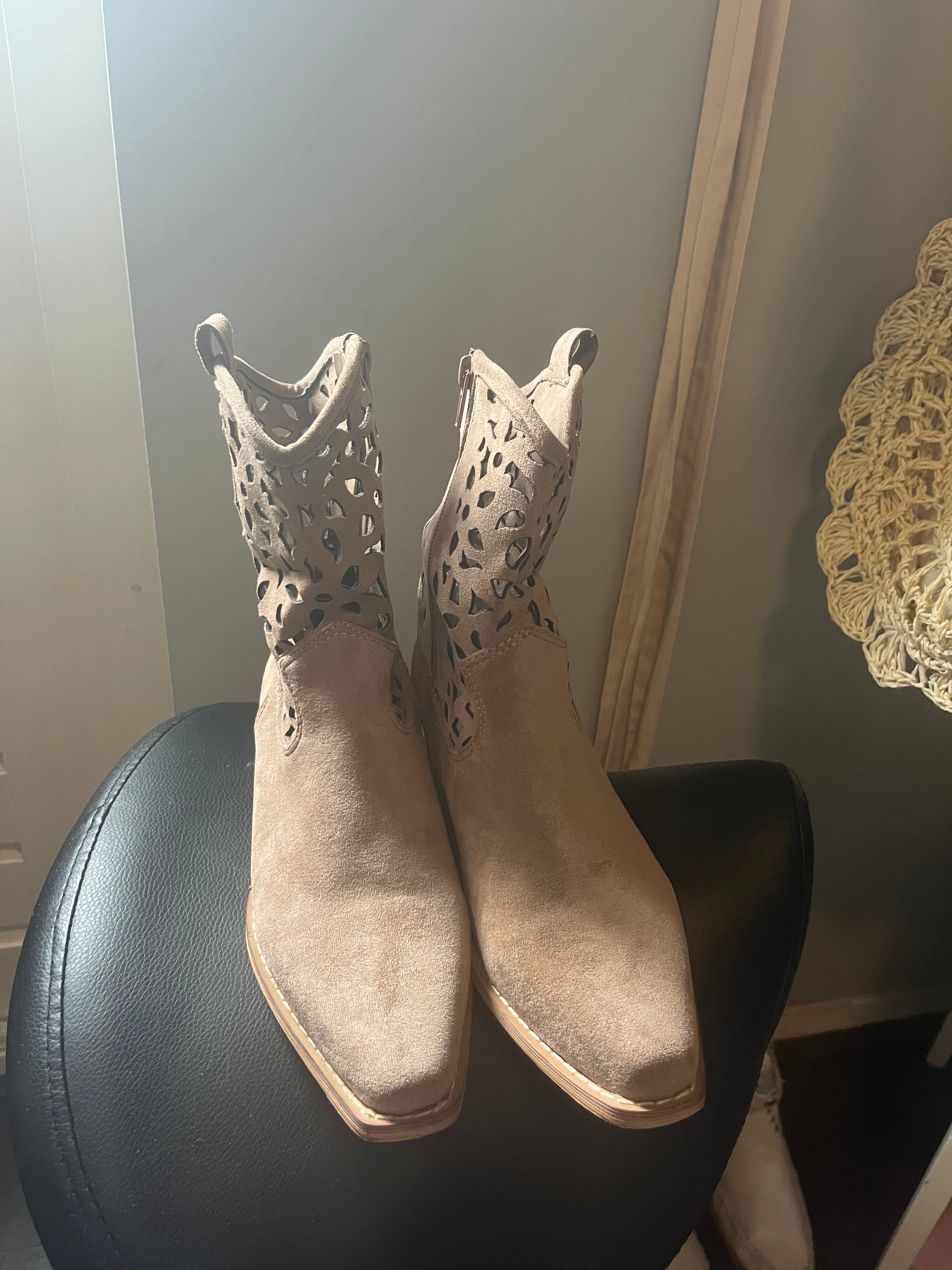 Cowboylaars Opengewerkt Motief Khaki