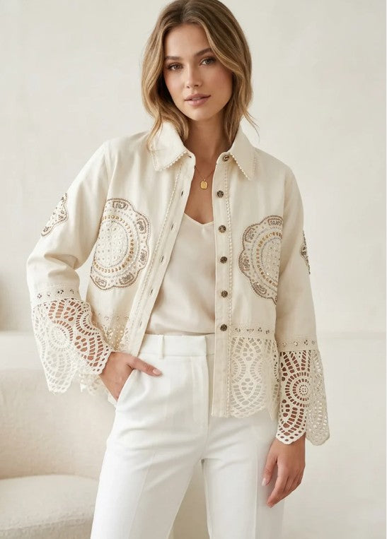 ibBan Artisan Hand Embroidered Canvas Jacket Ishila