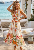ibBan Cotton Maxi Dress Round Neck Barika