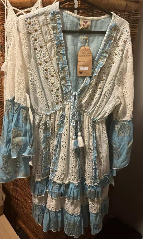 Dress Broderie Blauw-Wit
