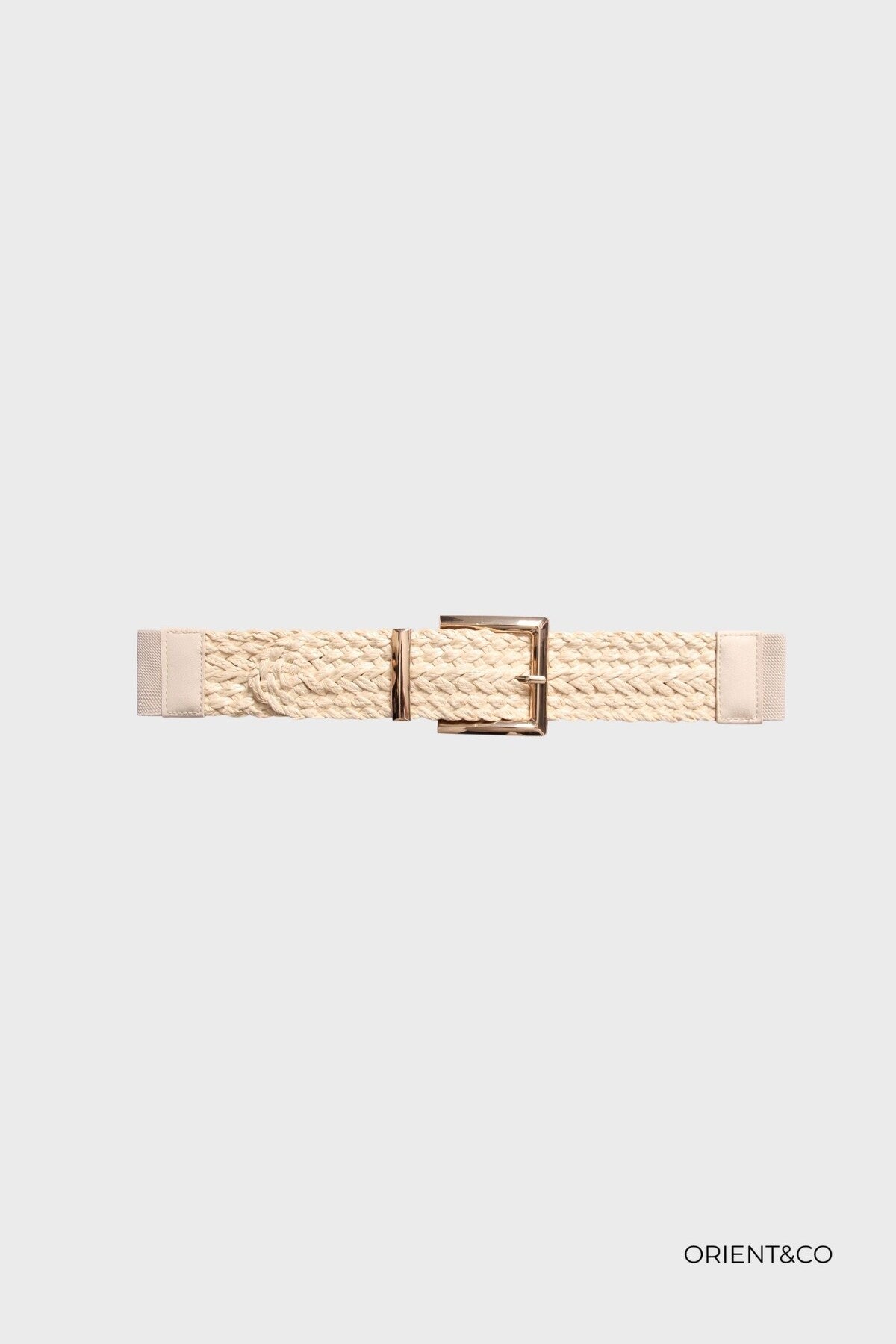 Brede gevlochten riem beige - variant