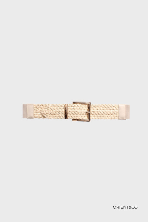 Brede gevlochten riem beige - variant