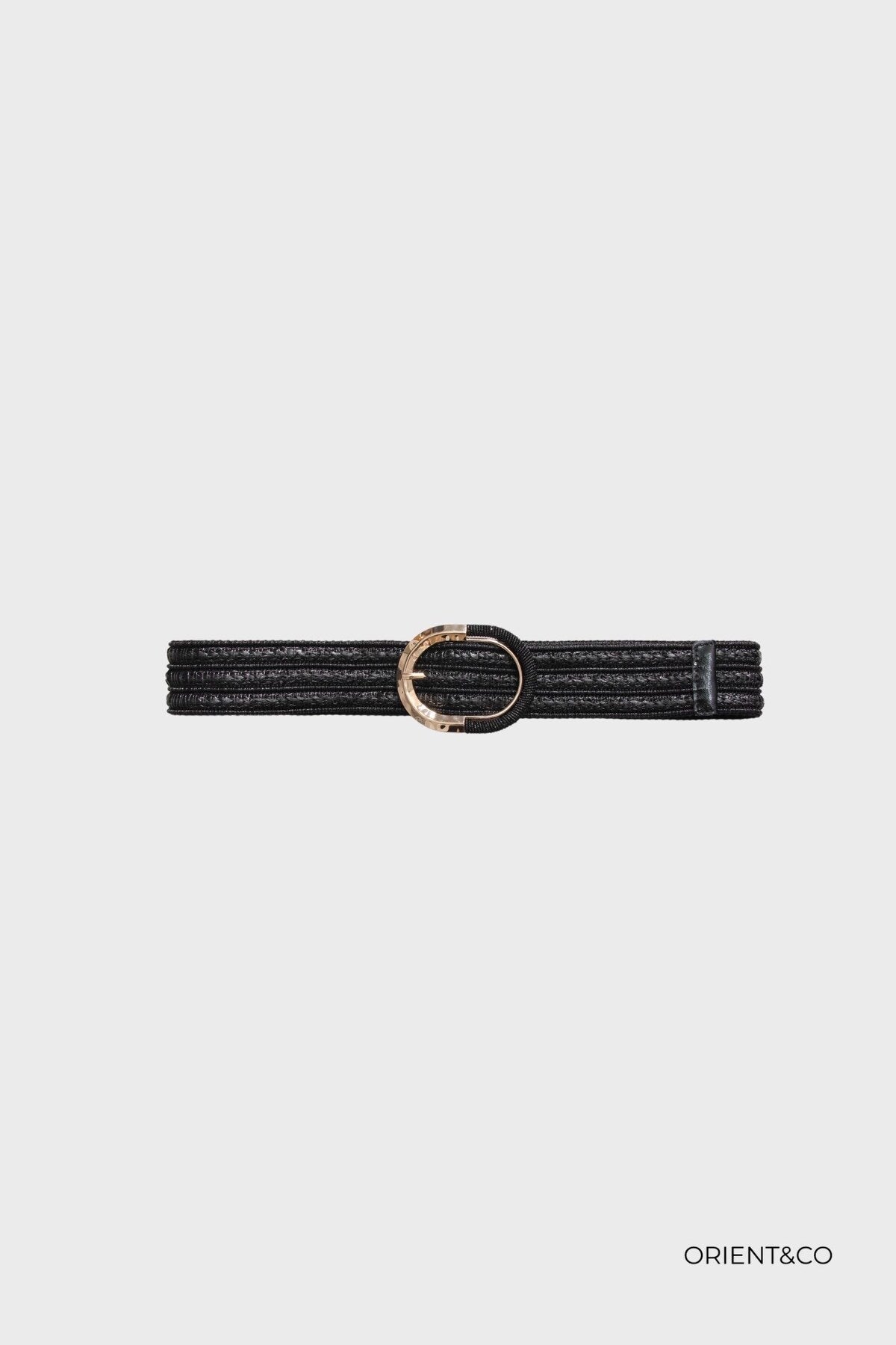 Brede gestreepte riem zwart - productfoto