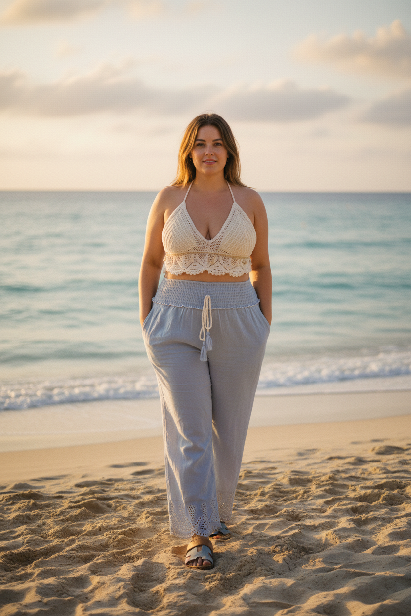 Ibiza set crochet top - strand achtergrond