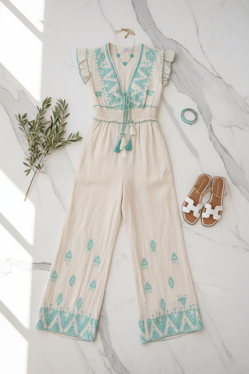 Jumpsuit Dara flatlay aqua