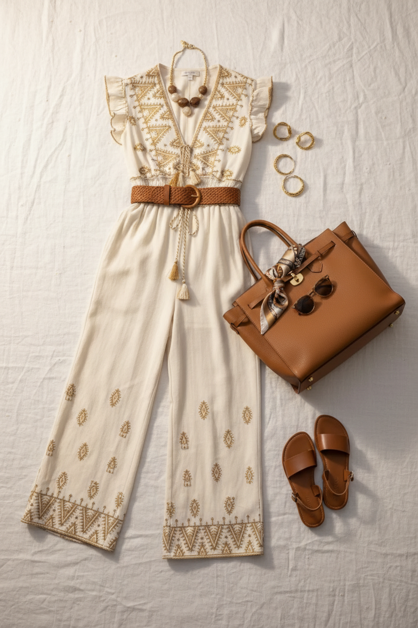 Jumpsuit Dara flatlay wit/goud