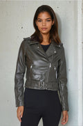 Biker Jacket Khaki Kids - vooraanzicht